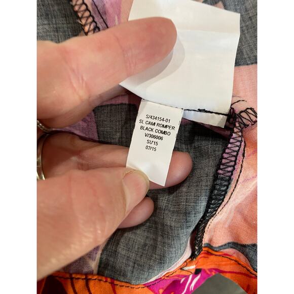 Old Navy NWT Banana Leaf Romper Black Pink & Orange Print Size M - Picture 10 of 10